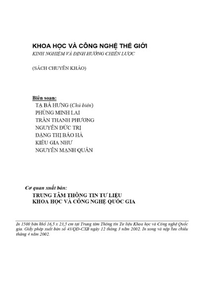 2000: Khoa học và công nghệ thế giới - Kinh nghiệm và định hướng chiến lược