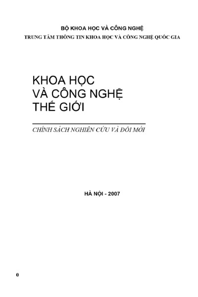 2007: Khoa học và công nghệ thế giới - Chính sách nghiên cứu và đổi mới