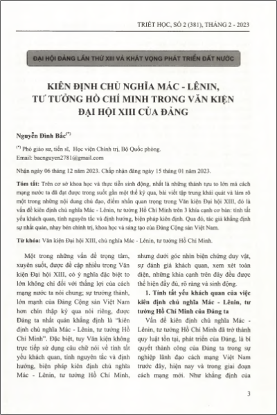 Kiên định chủ nghĩa Mác - Lênin, tư tưởng Hồ Chí Minh trong văn kiện đại hội XIII của Đảng