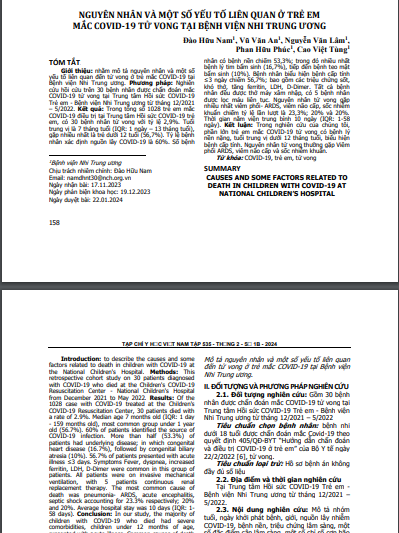 Nguyên nhân và một số yếu tố liên quan ở trẻ em mắc COVID -19 tử vong tại Bệnh viện Nhi Trung ương