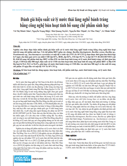 Đánh giá hiệu suất xử lý nước thải làng nghề bánh tráng bằng công nghệ bùn hoạt tính bổ sung chế phẩm sinh học
