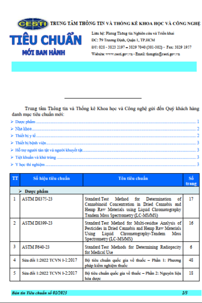 Bản tin tiêu chuẩn mới ban hành Số 8-2023