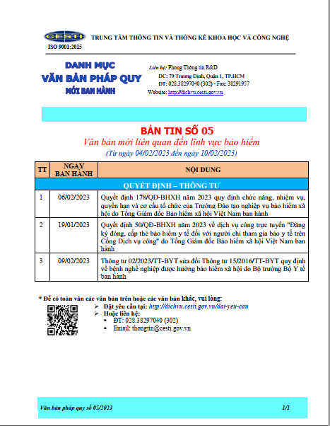 Bản tin Văn ban pháp quy Số 5-2023