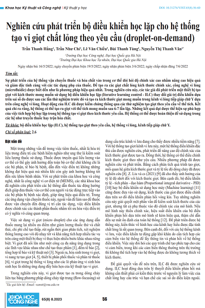 Nghiên cứu phát triển bộ điều khiển học lặp cho hệ thống tạo vi giọt chất lỏng theo yêu cầu (droplet-on-demand)