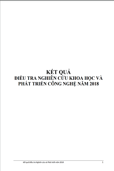 Kết quả cuộc điều tra Nghiên cứu khoa học và phát triển công nghệ năm 2018