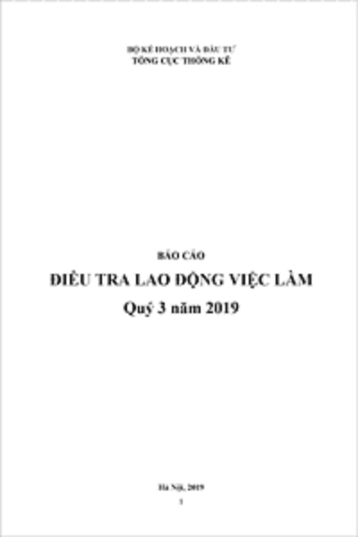 Báo cáo Lao động việc làm Quý 3 năm 2019