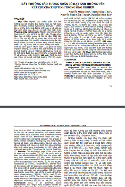 Bất thường bào tương noãn có hạt ảnh hưởng đến kết cục của thụ tinh trong ống nghiệm