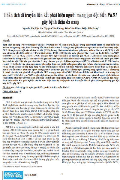Phân tích di truyền liên kết phát hiện người mang gen đột biến PKD1 gây bệnh thận đa nang