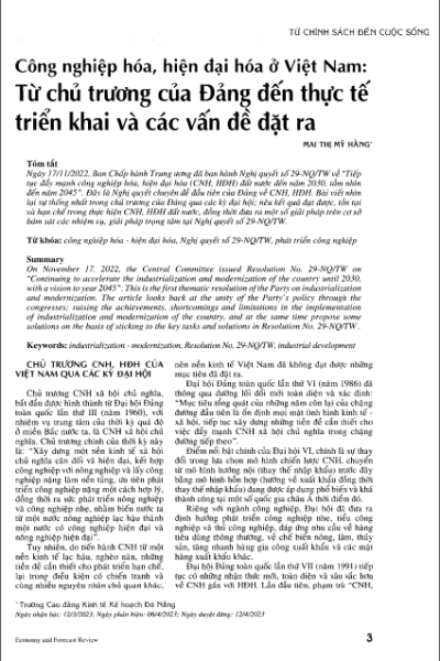 Công nghiệp hóa, hiện đại hóa ở Việt Nam: Từ chủ trương của Đảng đến thực tế triển khai và các vấn đề đặt ra