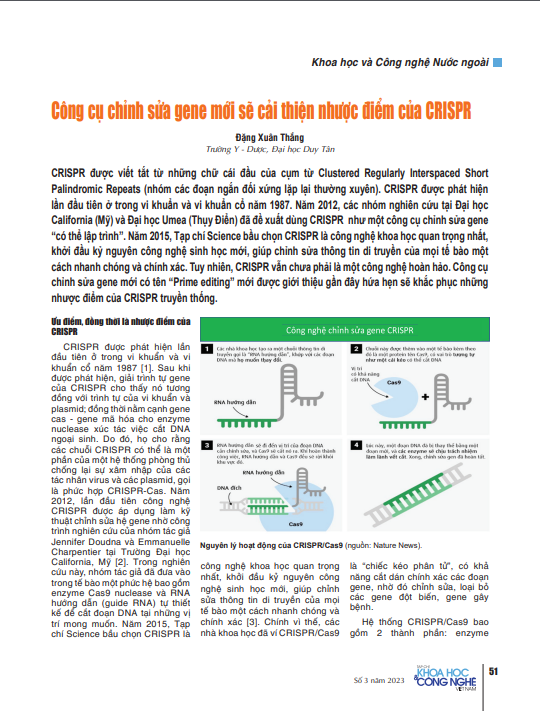 Công cụ chỉnh sửa gene mới sẽ cải thiện nhược điểm của CRISPR