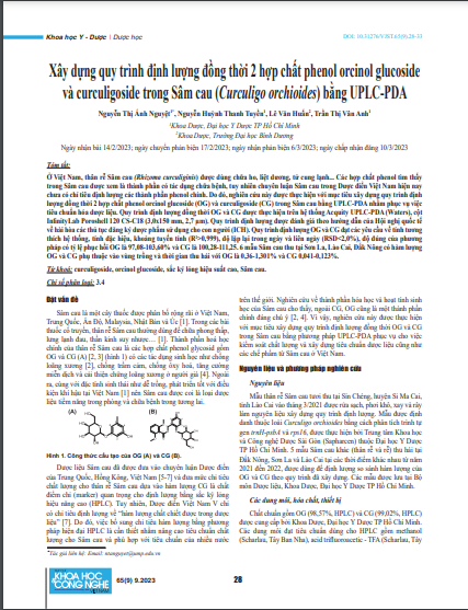 Xây dựng quy trình định lượng đồng thời 2 hợp chất phenol orcinol glucoside và curculigoside trong Sâm cau (Curculigo orchioides) bằng UPLC-PDA