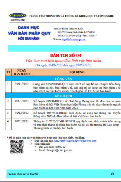 Bản tin Văn ban pháp quy Số 4-2023